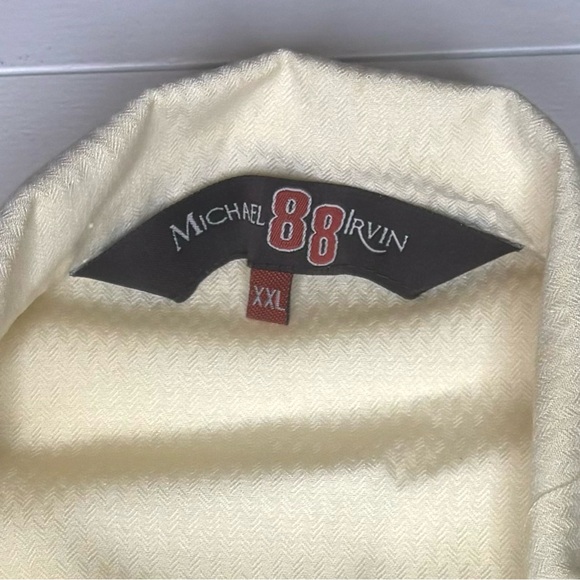 Michael Irvin 88 Men’s Size XXL 2XL SS Button Down Knit Shirt Cream Rayon Blend - Picture 3 of 10